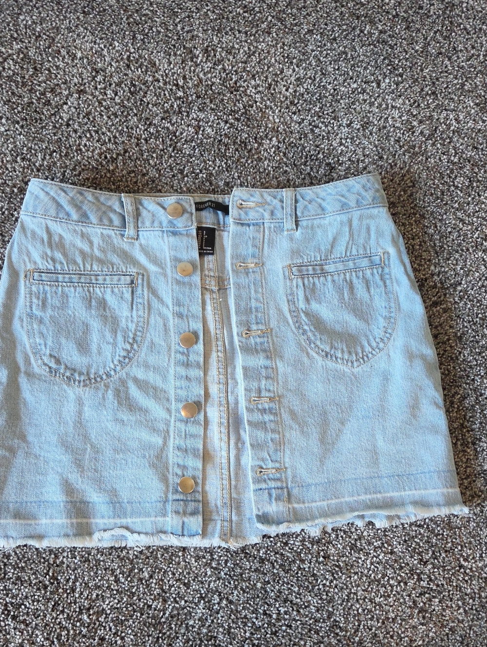Forever 21 Light Blue Denim Button-Front Mini Skirt